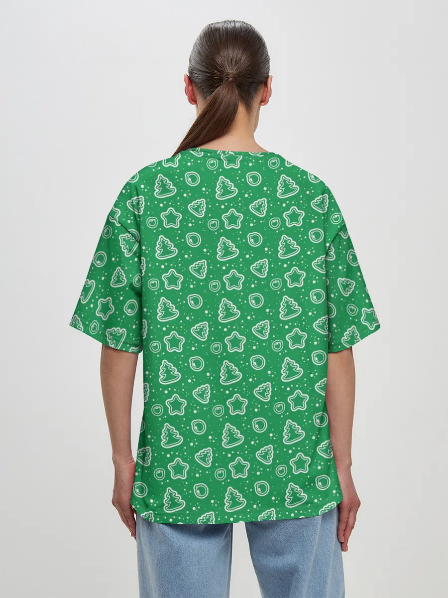 Женская футболка оверсайз / Ёлочки