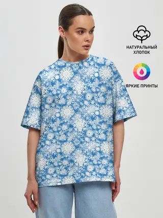 Женская футболка оверсайз / Узоры Снежных Хлопьев