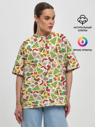 Женская футболка оверсайз / Merry Christmas