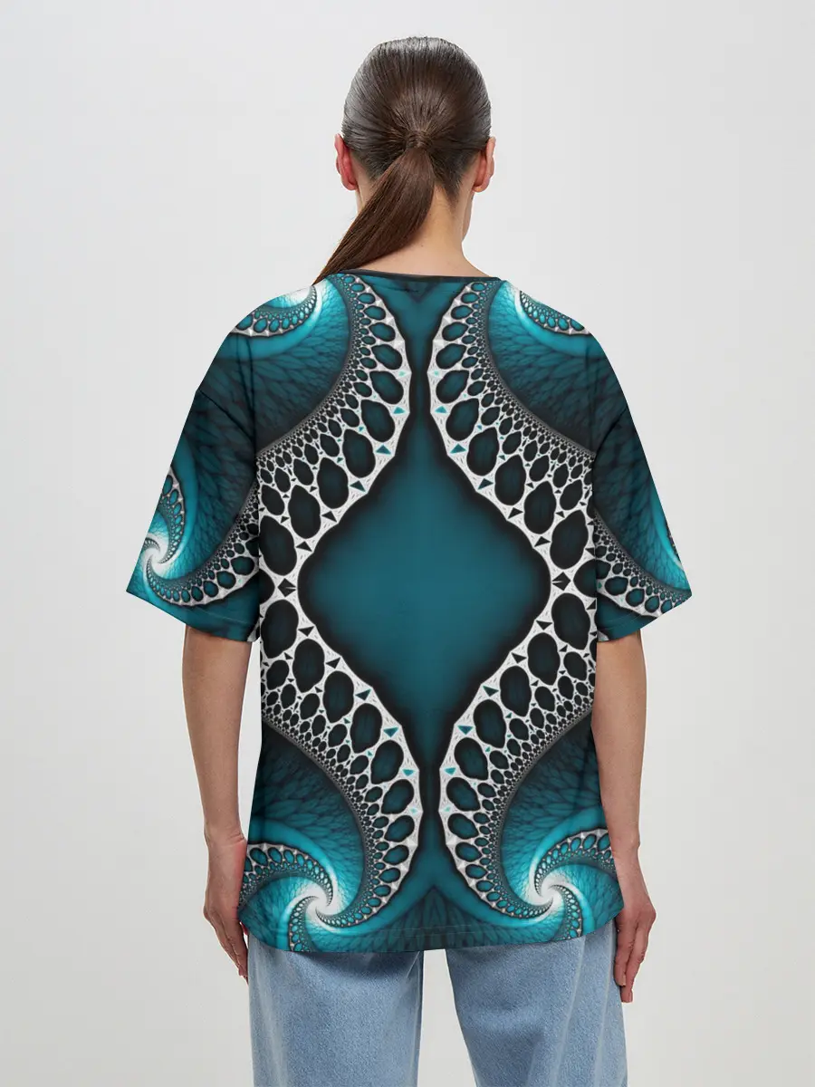 Женская футболка оверсайз / Узор, От Которого Не Отведешь Взгляд