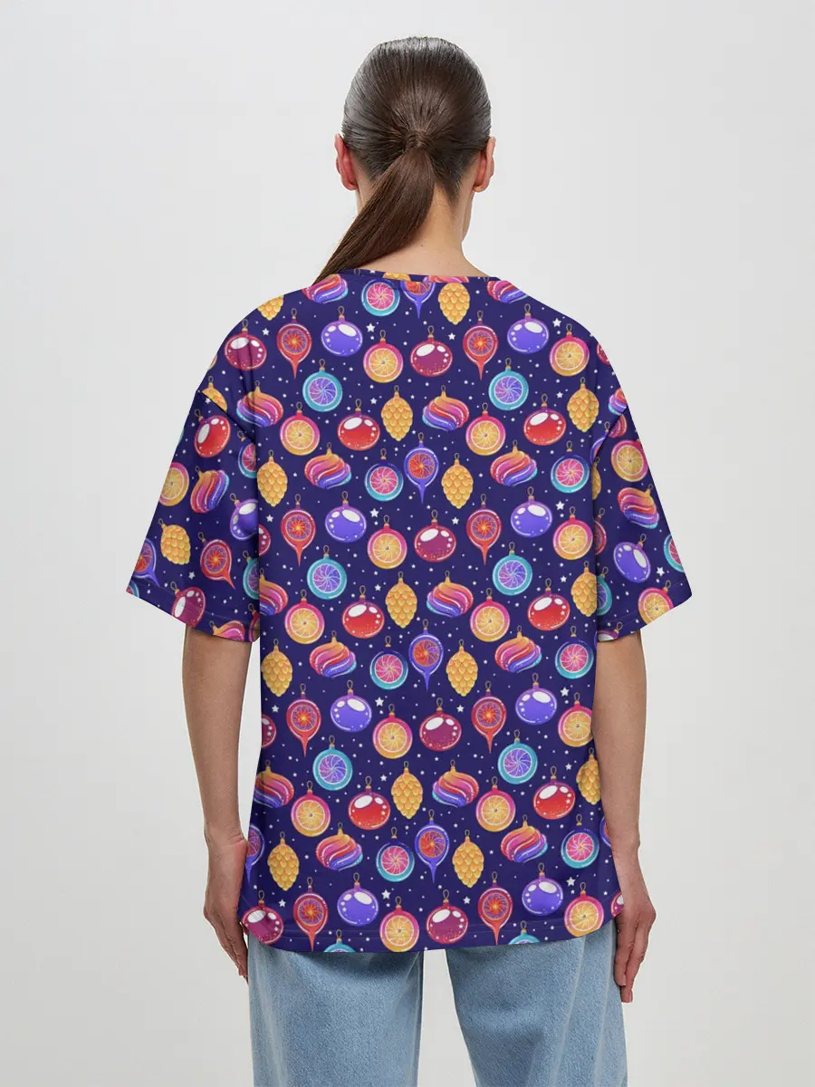 Женская футболка оверсайз / Новогодние Ёлочные Украшения