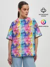 Женская футболка оверсайз / Радужные Снежные Узоры