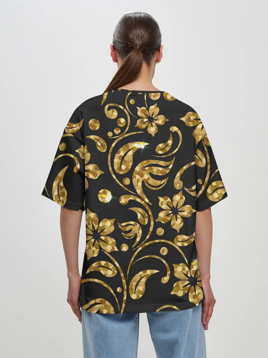 Женская футболка оверсайз / Золотой Орнамент