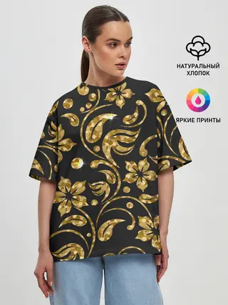 Женская футболка оверсайз / Золотой Орнамент