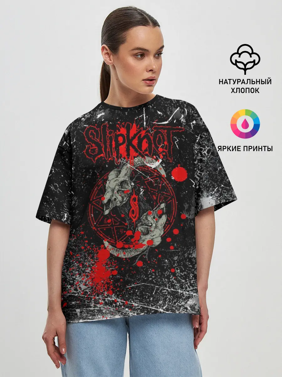 Женская футболка оверсайз / Рок Группа Слипкнот | Slipknot Гранж