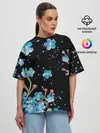 Женская футболка оверсайз / Букет голубых цветов