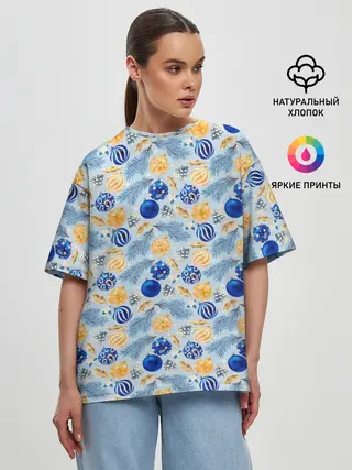 Женская футболка оверсайз / Новогодние Украшения
