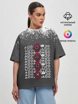 Женская футболка оверсайз / КТО КРЕСТ | ИГРА В КАЛЬМАРА