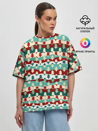 Женская футболка оверсайз / Ёлочки