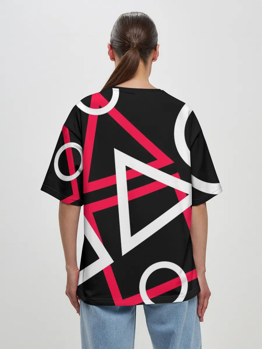 Женская футболка оверсайз / Игра в кальмара -маска ведущего