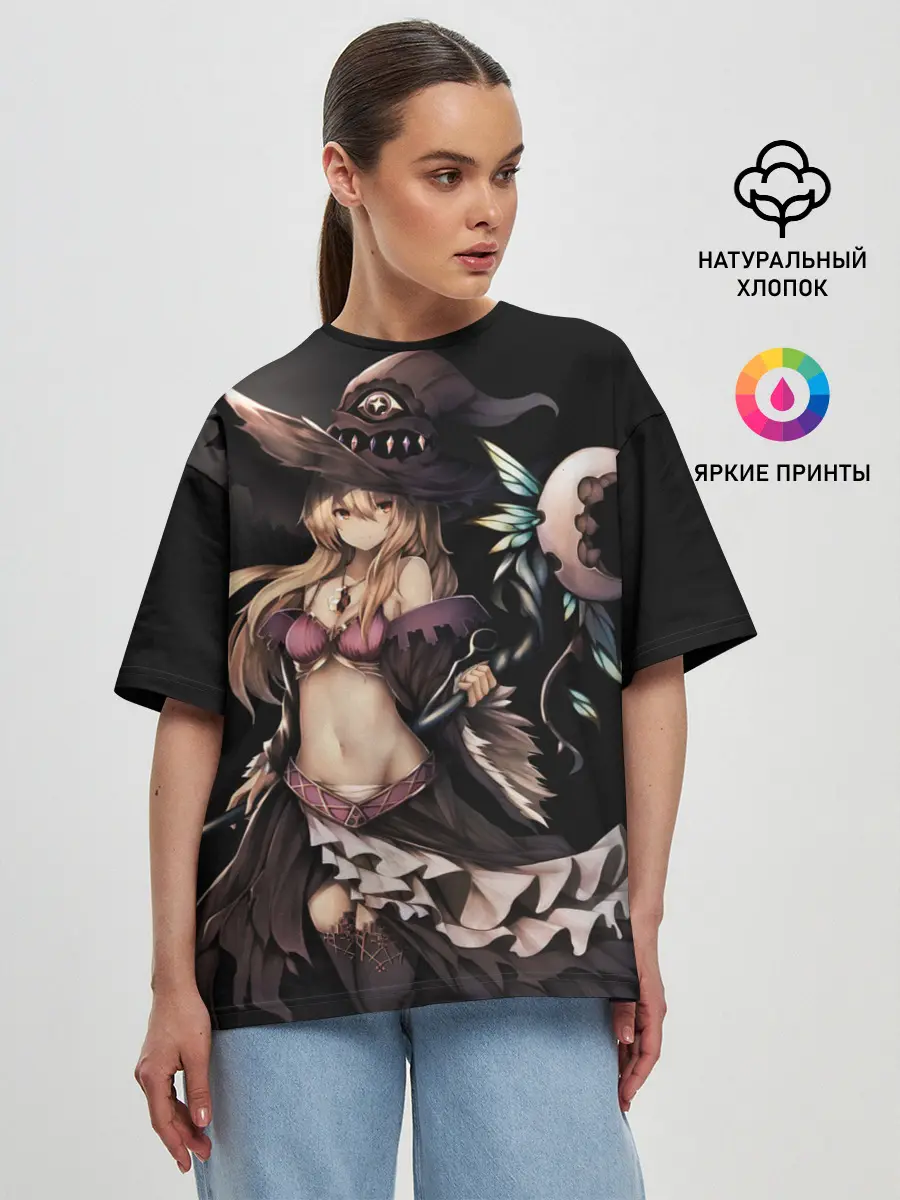 Женская футболка оверсайз / Секси ведьма блондинка