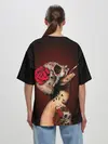 Женская футболка оверсайз / Ведьма с красной розой