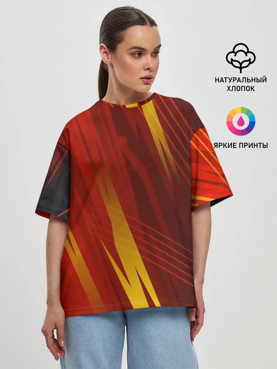 Женская футболка оверсайз / Red sport style