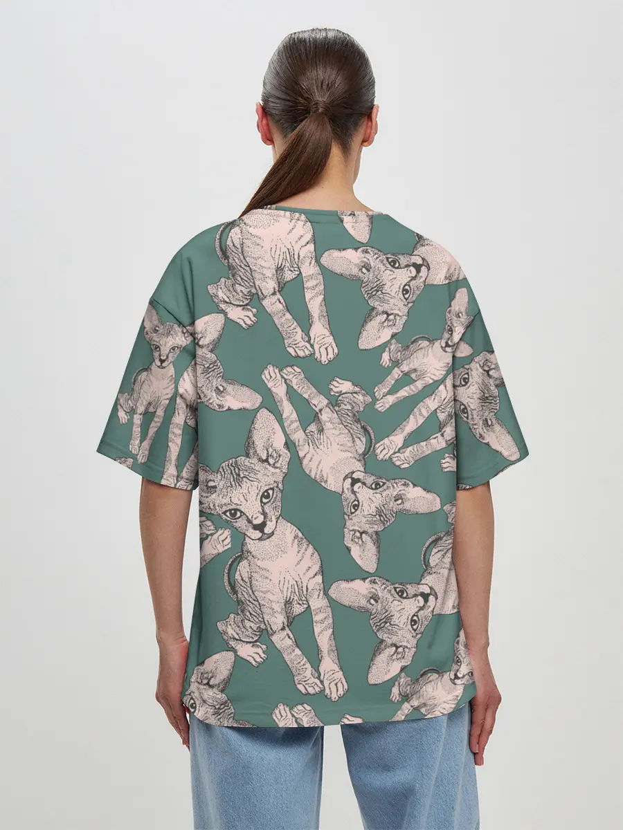 Женская футболка оверсайз / Котёнок сфинкса