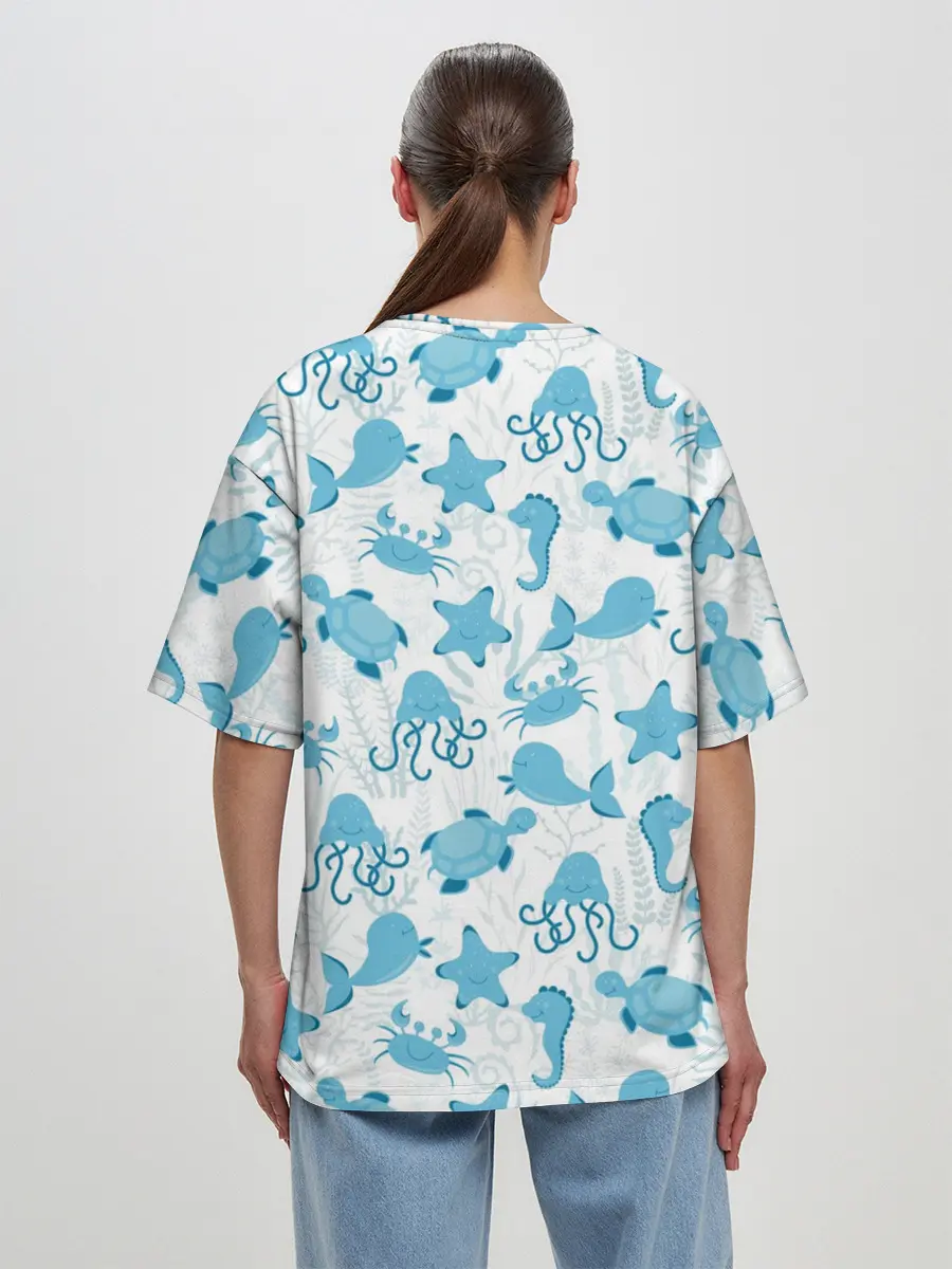 Женская футболка оверсайз / Морские жители