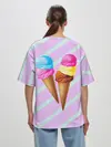 Женская футболка оверсайз / Мороженое графический фон