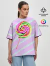 Женская футболка оверсайз / Леденец графический фон