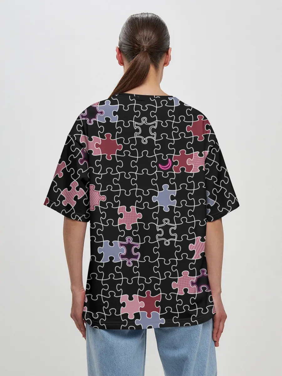 Женская футболка оверсайз / Пазлы Винтажный стиль