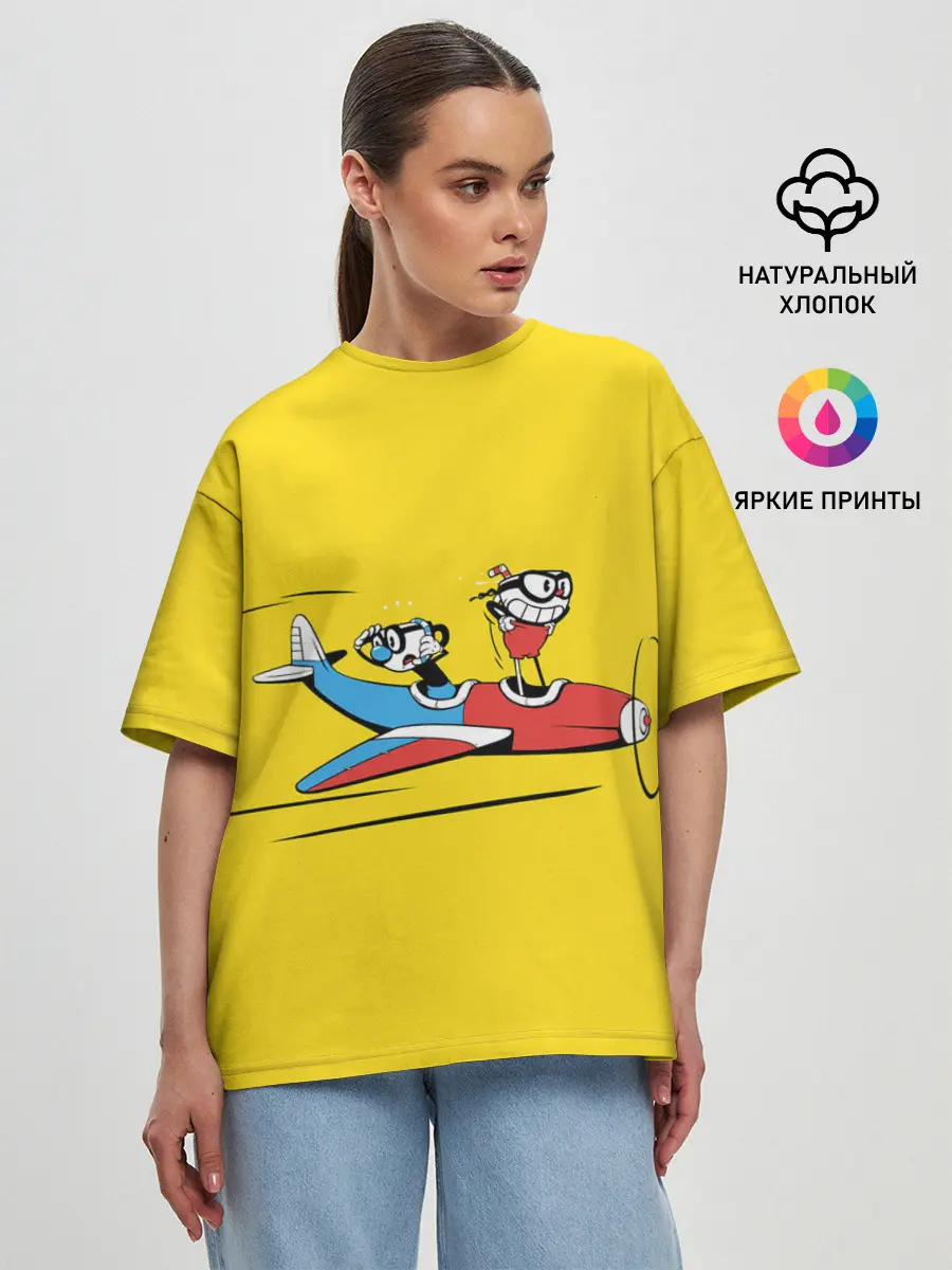 Женская футболка оверсайз / Летящие кружки