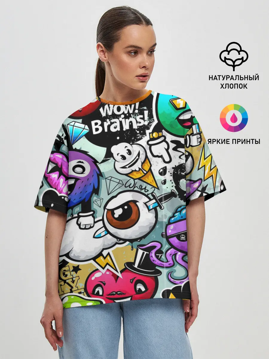 Женская футболка оверсайз / Граффити