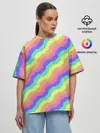 Женская футболка оверсайз / Радужные волны