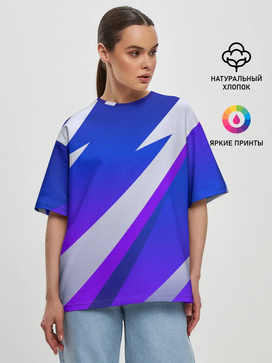 Женская футболка оверсайз / SPORT STYLE BLUE