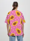 Женская футболка оверсайз / Папайя на розовом