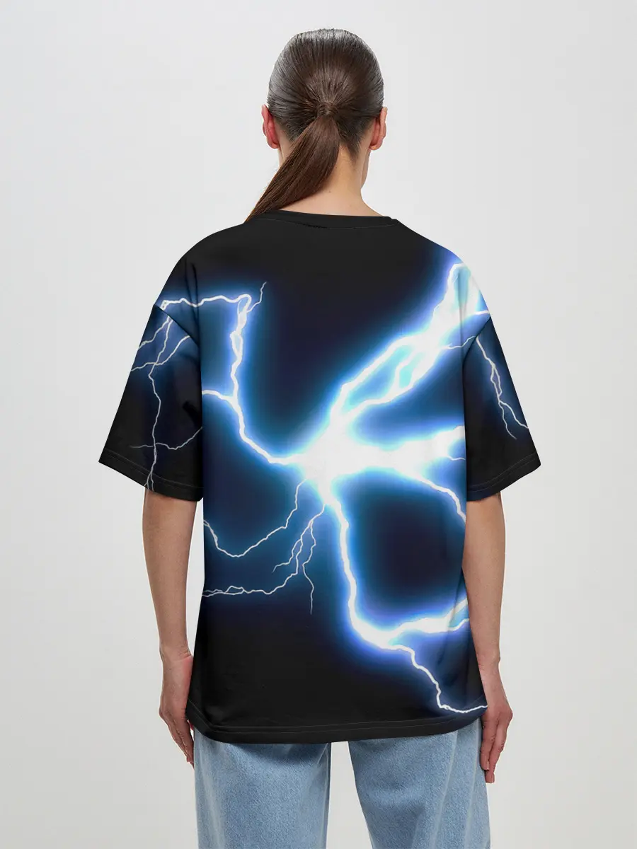 Женская футболка оверсайз / Чёрный клевер удар молнии