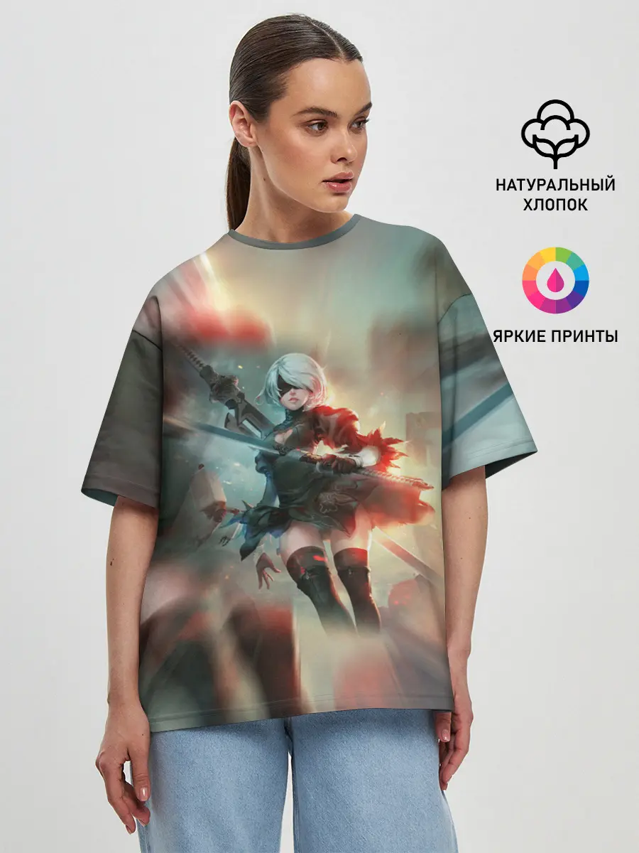 Женская футболка оверсайз / 2B | Nier Automata