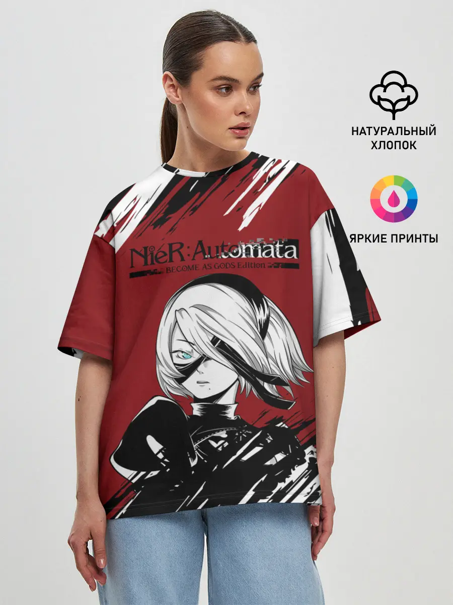 Женская футболка оверсайз / ЙоРХа | Nier Automata