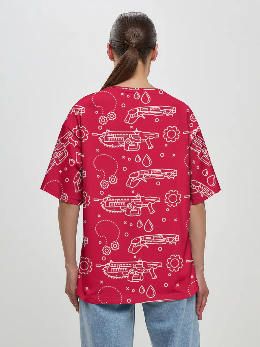 Женская футболка оверсайз / Gears pattern