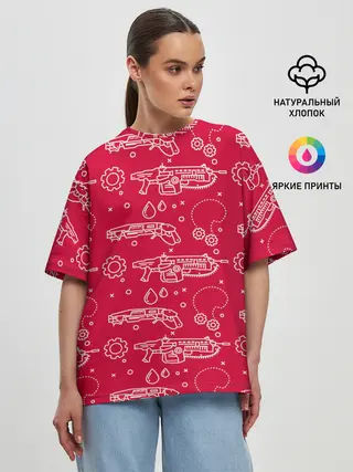 Женская футболка оверсайз / Gears pattern