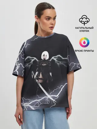 Женская футболка оверсайз / Nier Automata | 2b Light