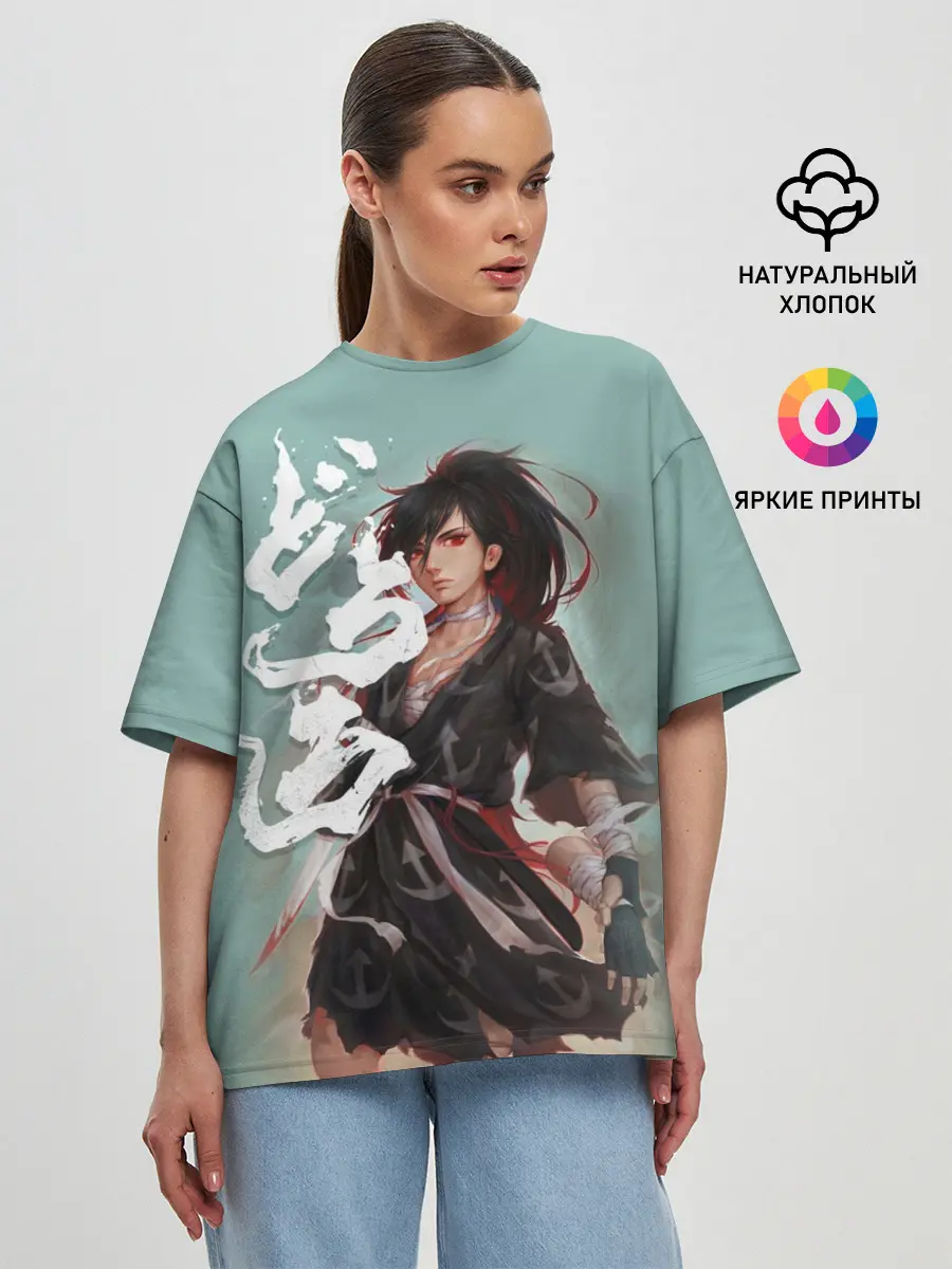 Женская футболка оверсайз / Дороро