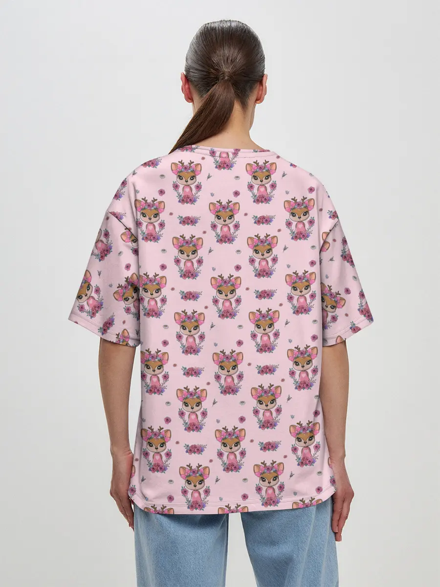 Женская футболка оверсайз / Милая олениха