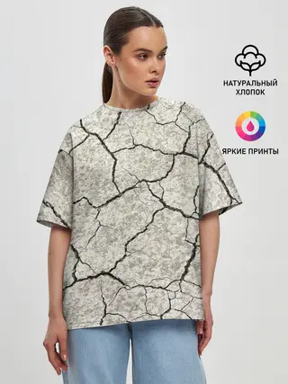 Женская футболка оверсайз / Трещины на земле