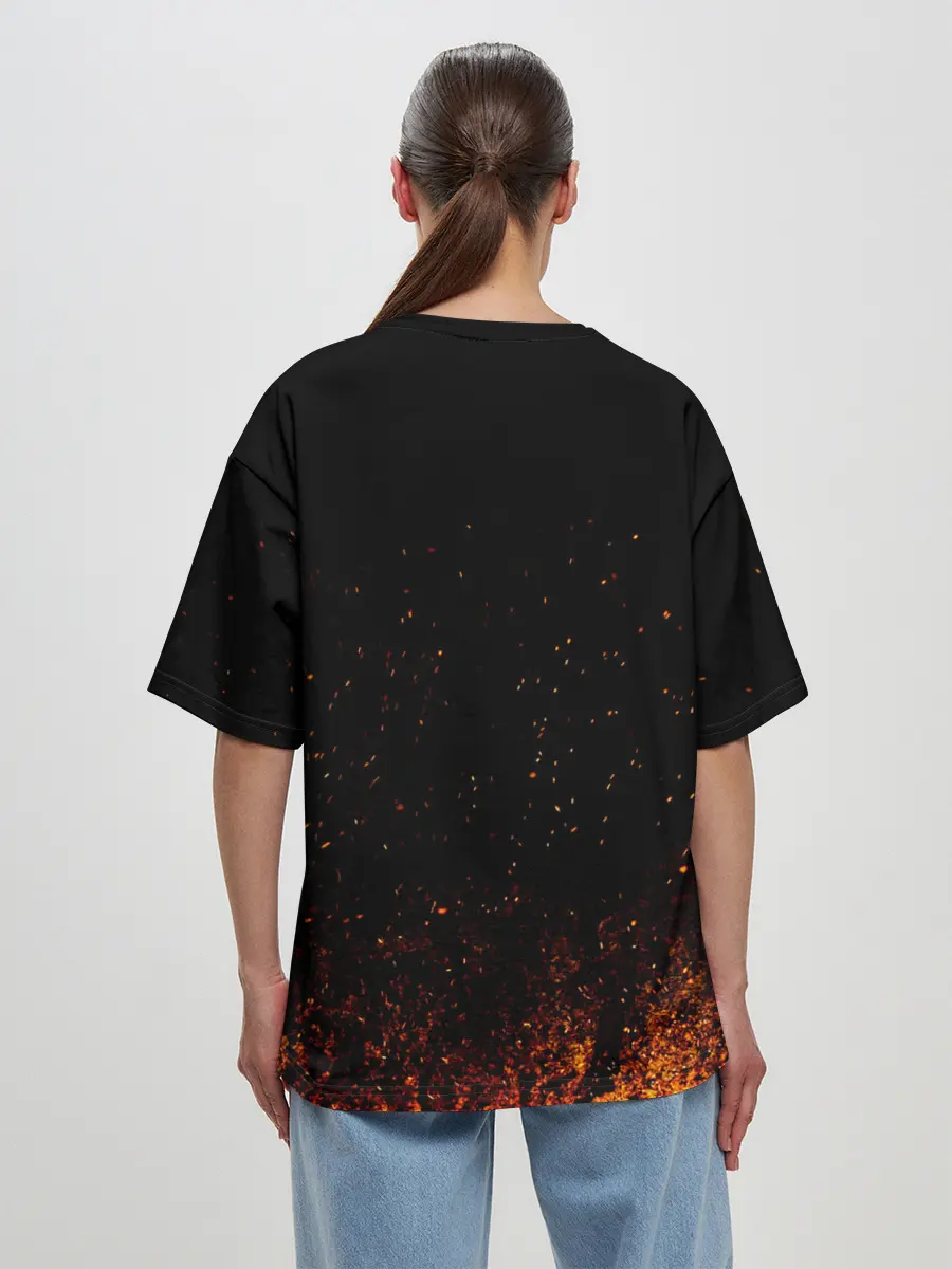 Женская футболка оверсайз / ВОЛЕЙБОЛ!! Нишиноя в огне