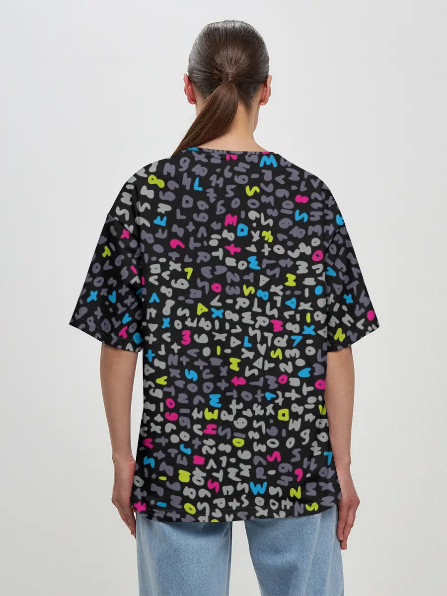 Женская футболка оверсайз / Символы на черном