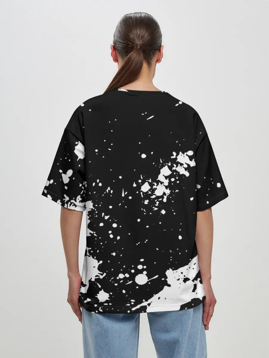 Женская футболка оверсайз / Fly High Haikyu!! черно - белый