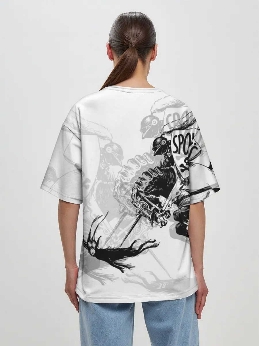 Женская футболка оверсайз / Всадник и чёрт