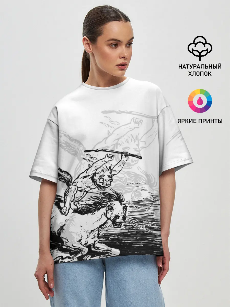 Женская футболка оверсайз / A demon on a horse