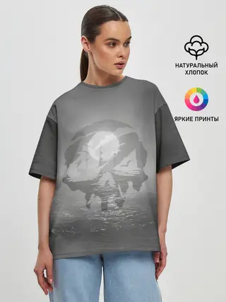 Женская футболка оверсайз / Пираты в море