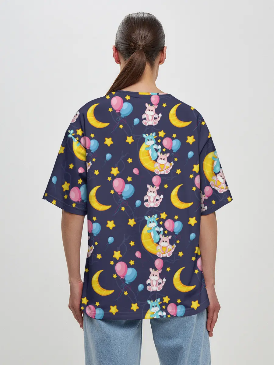 Женская футболка оверсайз / Ночные дракончики