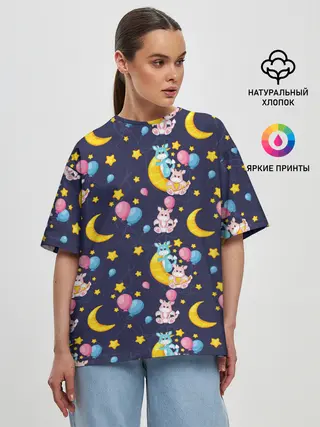 Женская футболка оверсайз / Ночные дракончики
