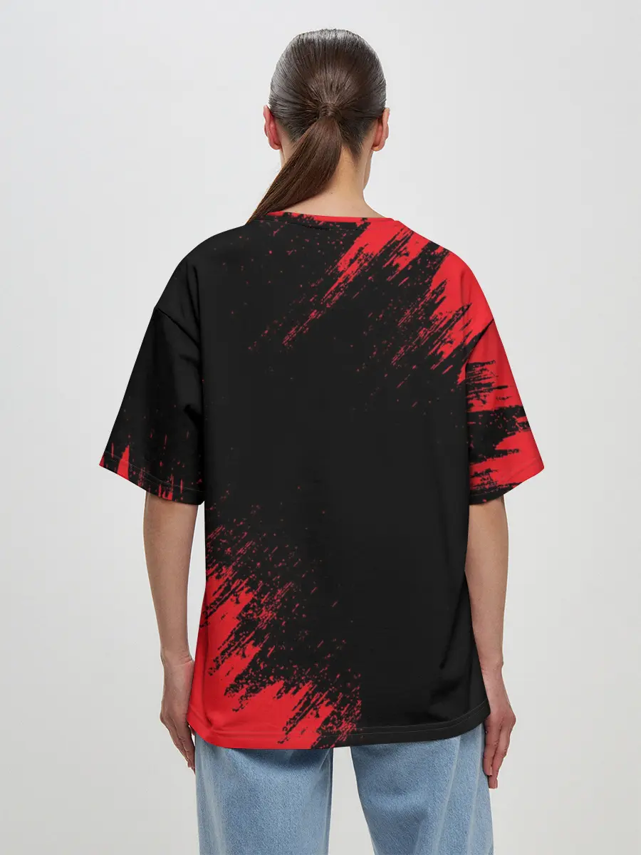 Женская футболка оверсайз / BERSERK red краска