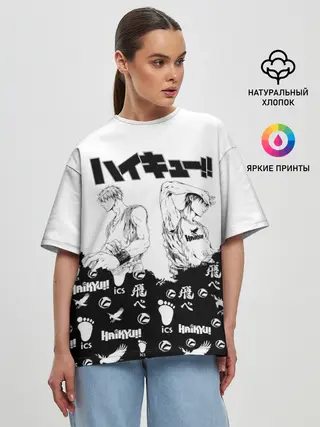Женская футболка оверсайз / Волейбольный клуб Haikyu!!