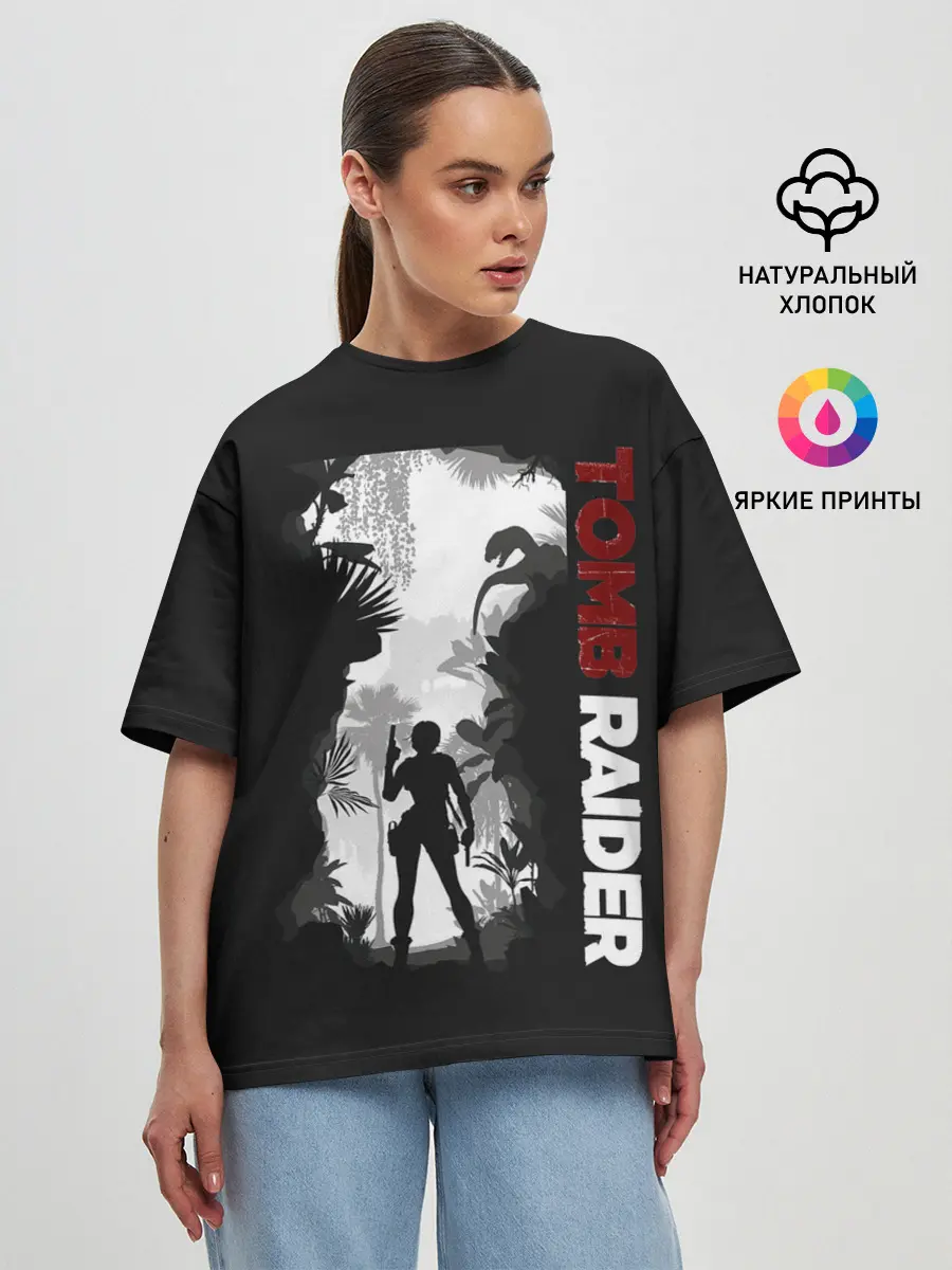 Женская футболка оверсайз / Lara in jungle