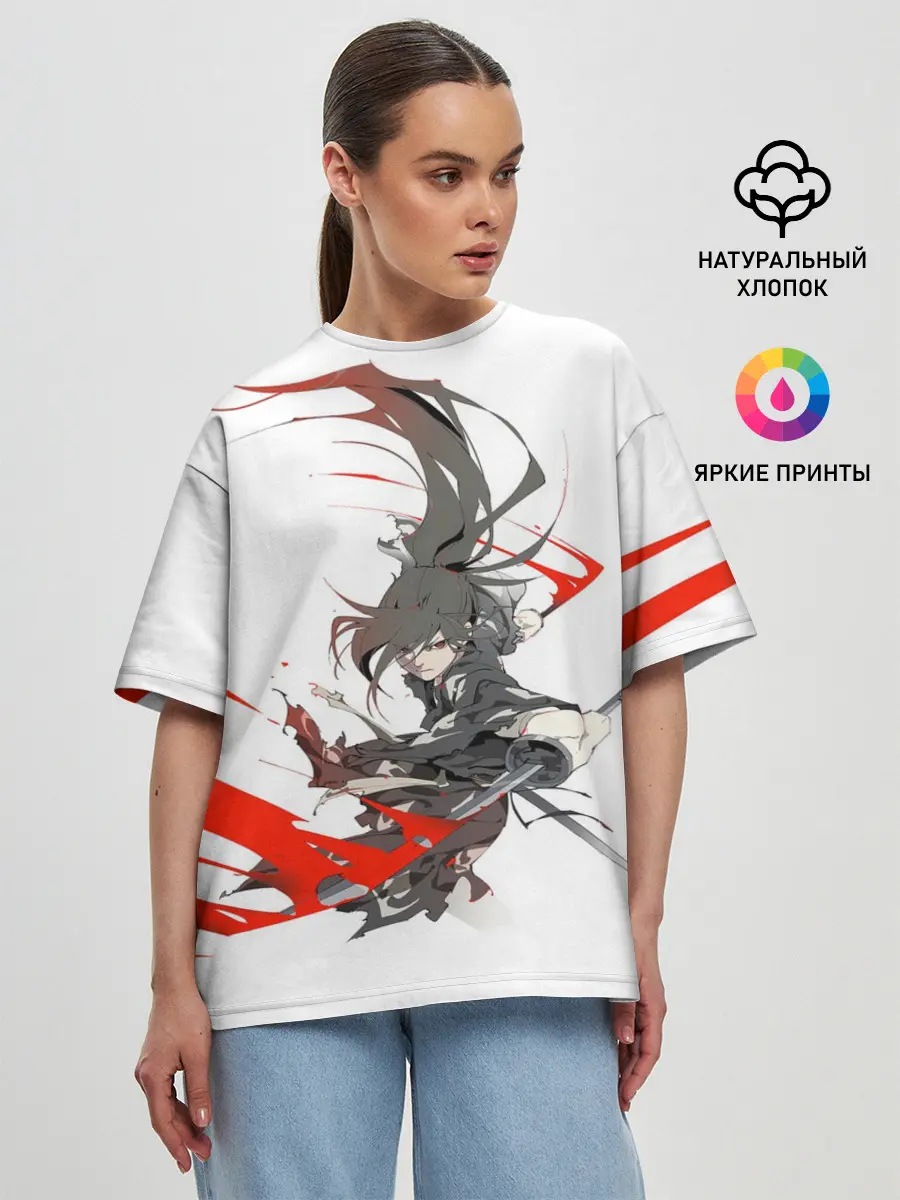 Женская футболка оверсайз / ХЯККИМАРУ И ДЕМОНЫ | ДОРОРО