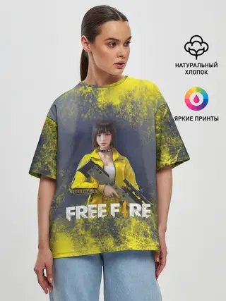 Женская футболка оверсайз / GARENA FREEFIRE | БАТЛГРАУНД