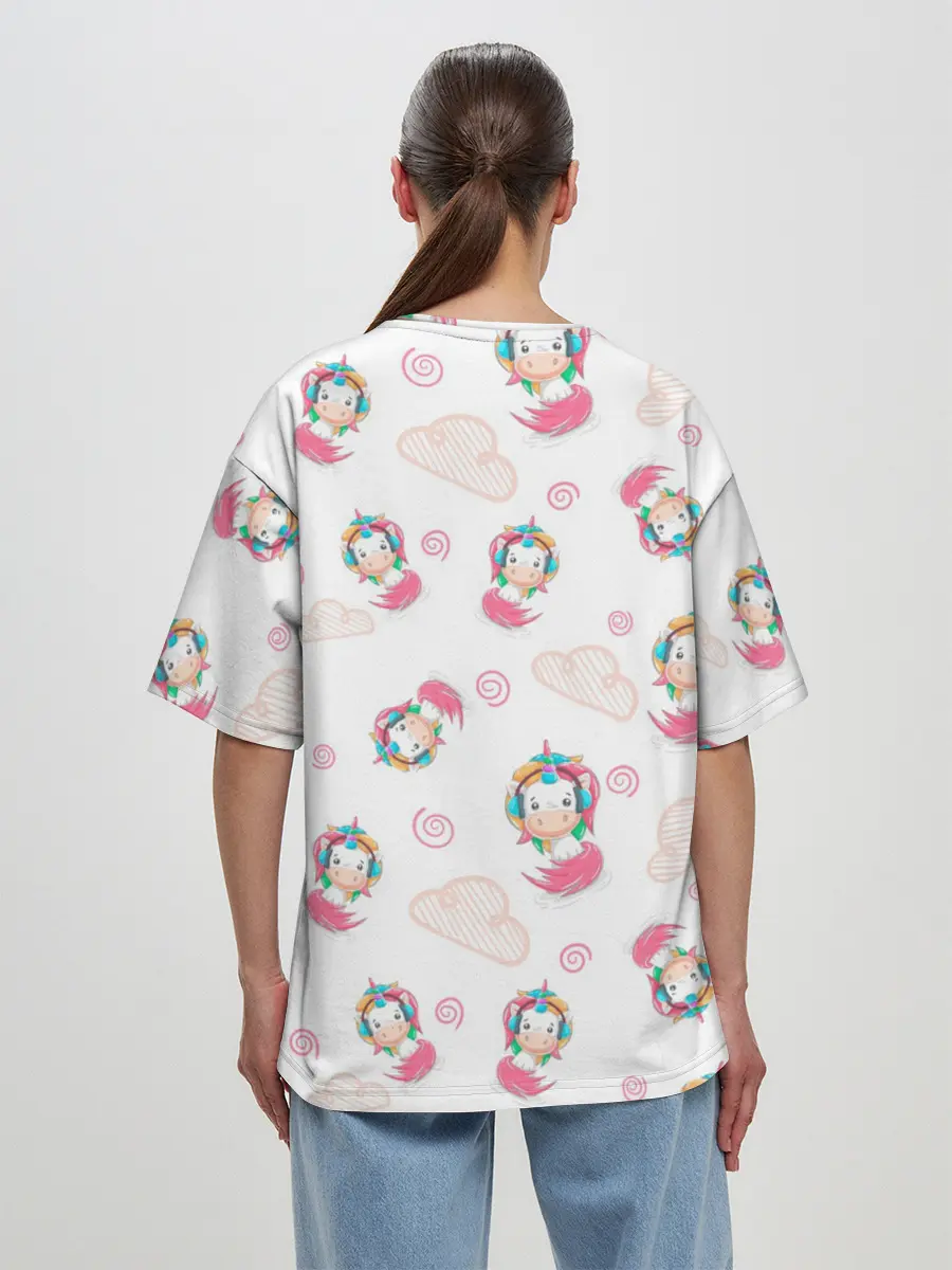 Женская футболка оверсайз / Радужные Единороги